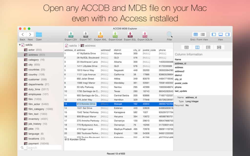 accdb reader for mac
